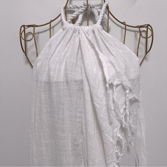 Aerie Swim White Cover Up Halter Neck Boho Fringe Lightweight Size XS / S - Picture 4 of 11